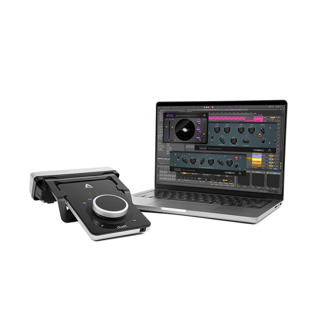 Apogee Duet 3 hỗ trợ kết nối USB-C hiện đại, tương thích tốt với macOS và Windows, đi kèm cáp breakout tiện lợi, dễ dàng kết nối micro, nhạc cụ và loa kiểm âm chuyên nghiệp.