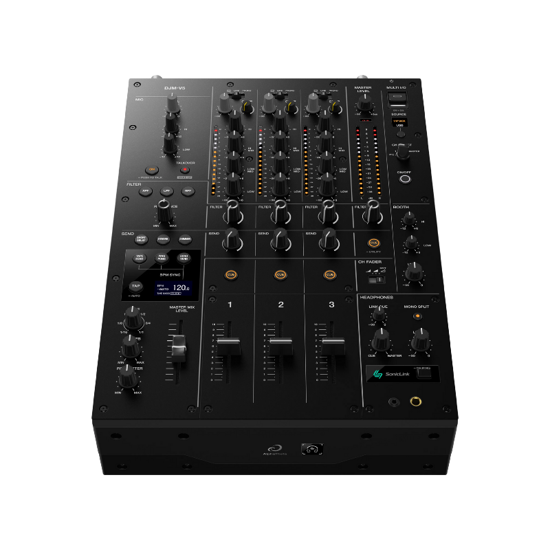 EQ trên DJM V5 cho khả năng điều chỉnh dải tần chính xác, giúp cân bằng âm thanh nhanh chóng.Các núm EQ phản hồi mượt, hỗ trợ DJ kiểm soát bản mix ổn định trong suốt quá trình biểu diễn.